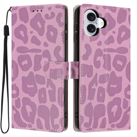 Leopard Print Wallet Vegan Leather Phone Case with Lanyard, For iPhone 18 Pro, For iPhone 18 Pro Max, For iPhone 17e / 16e, For iPhone 17 Pro Max, For iPhone 17 Pro, For iPhone 17, For iPhone Air, For iPhone 16 Pro Max