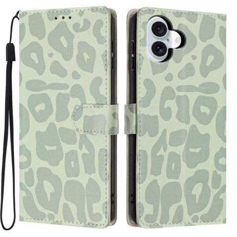 Leopard Print Wallet Vegan Leather Phone Case with Lanyard, For iPhone 18 Pro, For iPhone 18 Pro Max, For iPhone 17e / 16e, For iPhone 17 Pro Max, For iPhone 17 Pro, For iPhone 17, For iPhone Air, For iPhone 16 Pro Max