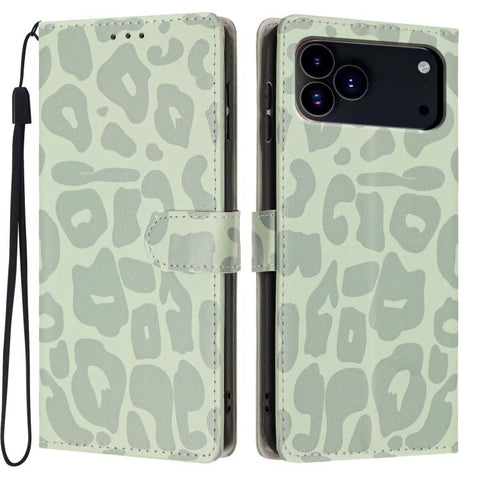 Leopard Print Wallet Vegan Leather Phone Case with Lanyard, For iPhone 18 Pro, For iPhone 18 Pro Max, For iPhone 17e / 16e, For iPhone 17 Pro Max, For iPhone 17 Pro, For iPhone 17, For iPhone Air, For iPhone 16 Pro Max