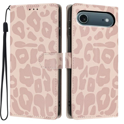 Leopard Print Wallet Vegan Leather Phone Case with Lanyard, For iPhone 18 Pro, For iPhone 18 Pro Max, For iPhone 17e / 16e, For iPhone 17 Pro Max, For iPhone 17 Pro, For iPhone 17, For iPhone Air, For iPhone 16 Pro Max