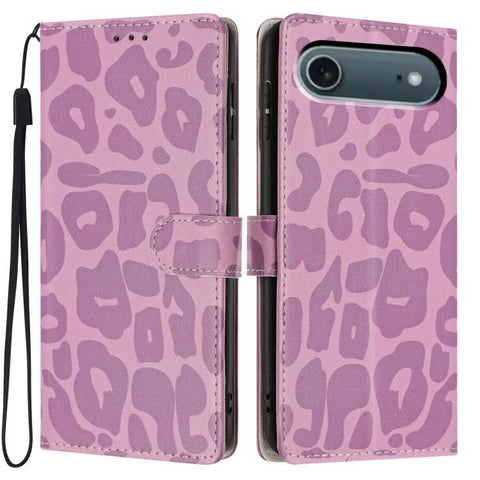 Leopard Print Wallet Vegan Leather Phone Case with Lanyard, For iPhone 18 Pro, For iPhone 18 Pro Max, For iPhone 17e / 16e, For iPhone 17 Pro Max, For iPhone 17 Pro, For iPhone 17, For iPhone Air, For iPhone 16 Pro Max