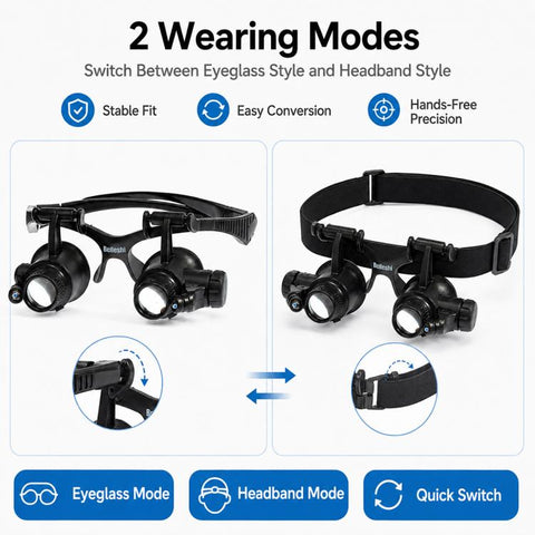 9892GJ Head-mounted Glasses Style Watch Repair Magnifying Glasses with LED Light, 9892GJ