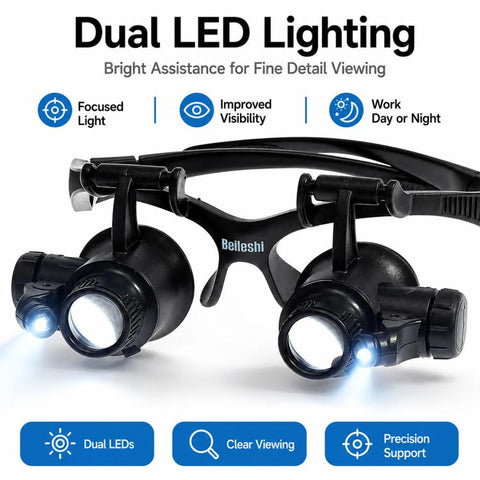 9892GJ Head-mounted Glasses Style Watch Repair Magnifying Glasses with LED Light, 9892GJ