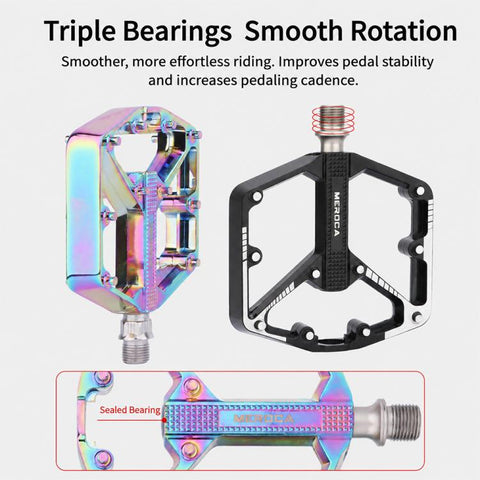 MEROCA Mountain Bike Pedals, Dual-DU Version, DU + Bearing Version, 3-Bearing Version