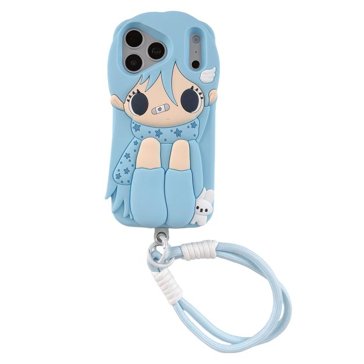 Wings Girl Silicone Phone Case with Lanyard, For iPhone 14 Pro, For iPhone 14 Pro Max, For iPhone 13 Pro Max, For iPhone 13 Pro, For iPhone 13, For iPhone 12 Pro Max