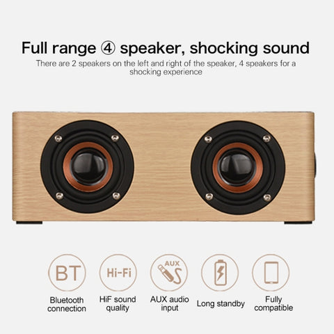 Q5 Wooden Bluetooth Speaker, Support TF Card & 3.5mm AUX, Q5