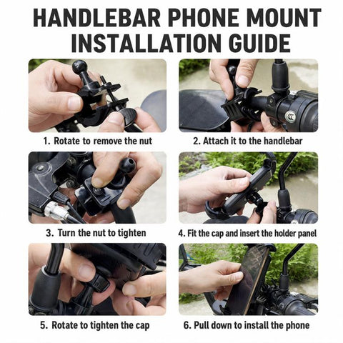 Motorcycle Phone Navigation Holder, CH11-Rearview Mirror, CH12-Handlebar