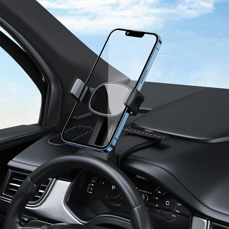 Car Dashboard Rail-Mount Phone Holder with Parking Number Plate
