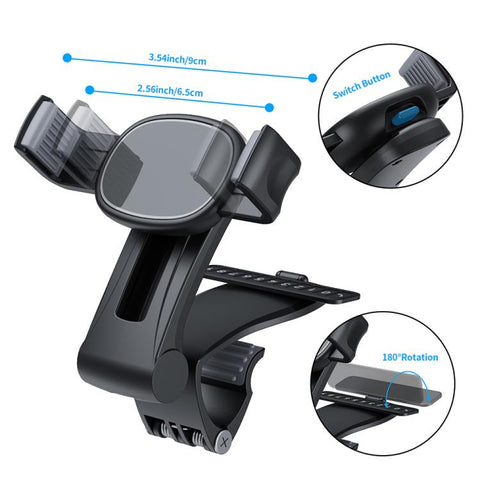 Car Dashboard Rail-Mount Phone Holder with Parking Number Plate
