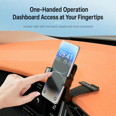 Car Dashboard Rail-Mount Phone Holder with Parking Number Plate