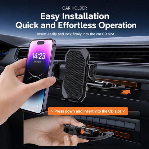 Car Rotating Clip CD Slot Automatic Locking Phone Holder