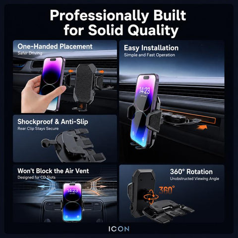 Car Rotating Clip CD Slot Automatic Locking Phone Holder