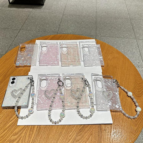 Pearlescent Shell Texture Phone Case with DIY Bracelet, For Galaxy Z Fold8 5G