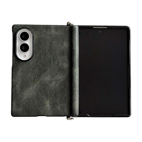 Side Clamp Central Axis Magnetic Crazy Horse Leather Texture Phone Case, For Galaxy Z Fold8 5G