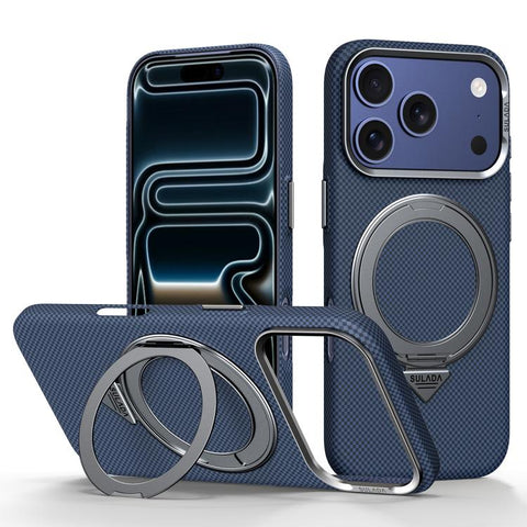 SULADA Kevlar Grid Patterned Skin Feel Rotation Magnetic Holder Phone Case, For iPhone 18 Pro, For iPhone 18 Pro Max, For iPhone 17 Pro Max, For iPhone 17 Pro, For iPhone 17, For iPhone 16 Pro Max, For iPhone 16 Pro