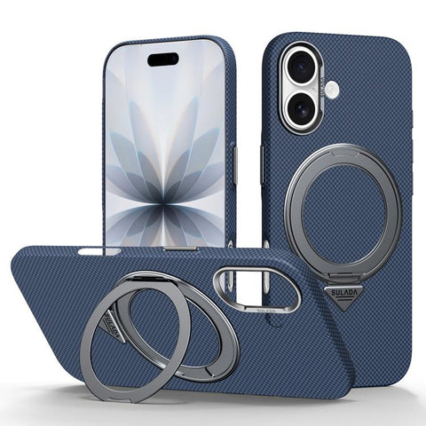 SULADA Kevlar Grid Patterned Skin Feel Rotation Magnetic Holder Phone Case, For iPhone 18 Pro, For iPhone 18 Pro Max, For iPhone 17 Pro Max, For iPhone 17 Pro, For iPhone 17, For iPhone 16 Pro Max, For iPhone 16 Pro