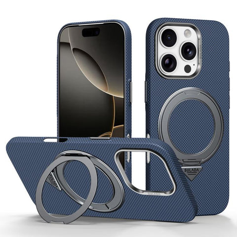 SULADA Kevlar Grid Patterned Skin Feel Rotation Magnetic Holder Phone Case, For iPhone 18 Pro, For iPhone 18 Pro Max, For iPhone 17 Pro Max, For iPhone 17 Pro, For iPhone 17, For iPhone 16 Pro Max, For iPhone 16 Pro