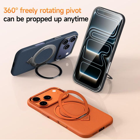 SULADA Kevlar Grid Patterned Skin Feel Rotation Magnetic Holder Phone Case, For iPhone 18 Pro, For iPhone 18 Pro Max, For iPhone 17 Pro Max, For iPhone 17 Pro, For iPhone 17, For iPhone 16 Pro Max, For iPhone 16 Pro