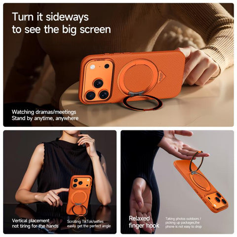 SULADA Kevlar Grid Patterned Skin Feel Rotation Magnetic Holder Phone Case, For iPhone 18 Pro, For iPhone 18 Pro Max, For iPhone 17 Pro Max, For iPhone 17 Pro, For iPhone 17, For iPhone 16 Pro Max, For iPhone 16 Pro