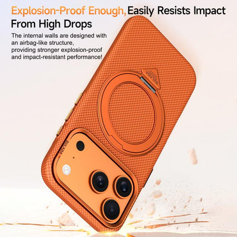 SULADA Kevlar Grid Patterned Skin Feel Rotation Magnetic Holder Phone Case, For iPhone 18 Pro, For iPhone 18 Pro Max, For iPhone 17 Pro Max, For iPhone 17 Pro, For iPhone 17, For iPhone 16 Pro Max, For iPhone 16 Pro