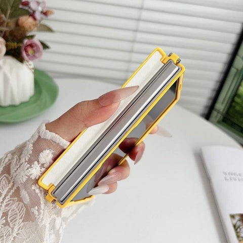 Side Clamp Central Axis Dual Magnetic Closure Colorful Gradient Leather Texture Phone Case, For Galaxy Z Fold8 5G