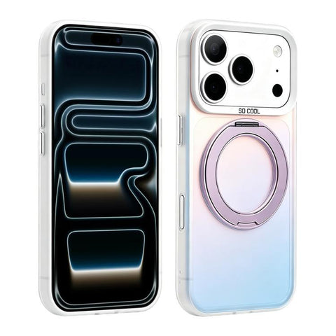 Aurora 2.0 PC Hybrid TPU Laser Magnetic Phone Case with Rotating Holder, For iPhone 18 Pro / 17 Pro, For iPhone 18 Pro Max / 17 Pro Max, For iPhone 17, For iPhone 16 Pro Max