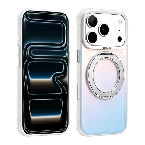 Aurora 2.0 PC Hybrid TPU Laser Magnetic Phone Case with Rotating Holder, For iPhone 18 Pro / 17 Pro, For iPhone 18 Pro Max / 17 Pro Max, For iPhone 17, For iPhone 16 Pro Max