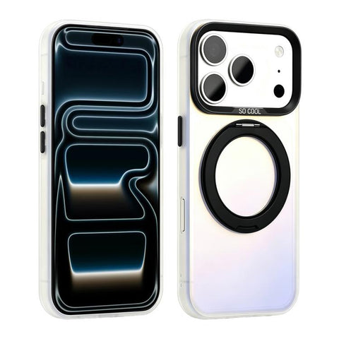 Aurora 2.0 PC Hybrid TPU Laser Magnetic Phone Case with Rotating Holder, For iPhone 18 Pro / 17 Pro, For iPhone 18 Pro Max / 17 Pro Max, For iPhone 17, For iPhone 16 Pro Max