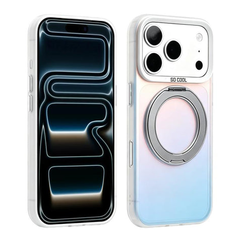 Aurora 2.0 PC Hybrid TPU Laser Magnetic Phone Case with Rotating Holder, For iPhone 18 Pro / 17 Pro, For iPhone 18 Pro Max / 17 Pro Max, For iPhone 17, For iPhone 16 Pro Max