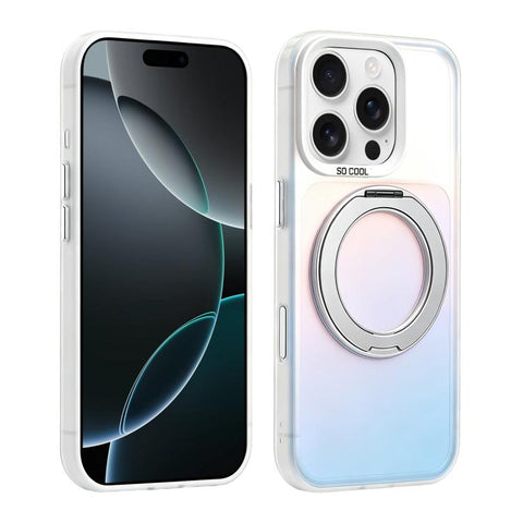 Aurora 2.0 PC Hybrid TPU Laser Magnetic Phone Case with Rotating Holder, For iPhone 18 Pro / 17 Pro, For iPhone 18 Pro Max / 17 Pro Max, For iPhone 17, For iPhone 16 Pro Max