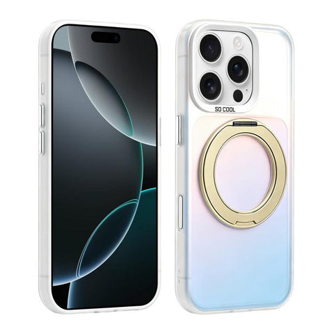Aurora 2.0 PC Hybrid TPU Laser Magnetic Phone Case with Rotating Holder, For iPhone 18 Pro / 17 Pro, For iPhone 18 Pro Max / 17 Pro Max, For iPhone 17, For iPhone 16 Pro Max
