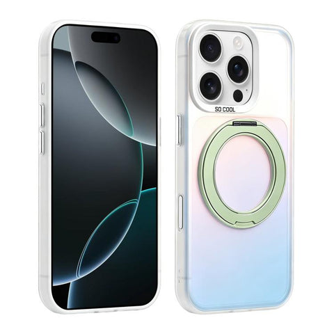 Aurora 2.0 PC Hybrid TPU Laser Magnetic Phone Case with Rotating Holder, For iPhone 18 Pro / 17 Pro, For iPhone 18 Pro Max / 17 Pro Max, For iPhone 17, For iPhone 16 Pro Max