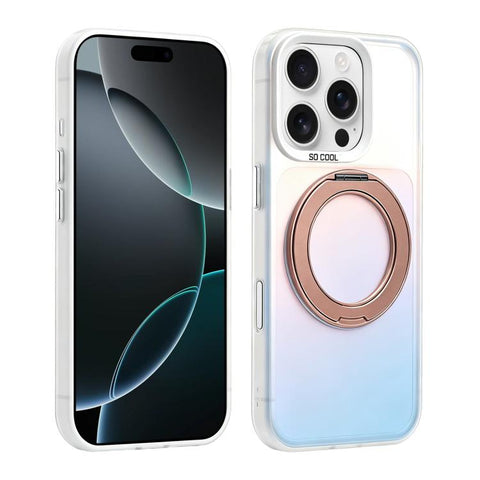 Aurora 2.0 PC Hybrid TPU Laser Magnetic Phone Case with Rotating Holder, For iPhone 18 Pro / 17 Pro, For iPhone 18 Pro Max / 17 Pro Max, For iPhone 17, For iPhone 16 Pro Max