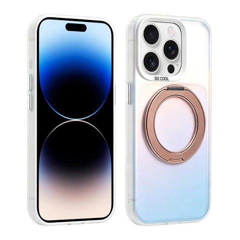 Aurora 2.0 PC Hybrid TPU Laser Magnetic Phone Case with Rotating Holder, For iPhone 15, For iPhone 14, For iPhone 14 Pro, For iPhone 14 Pro Max