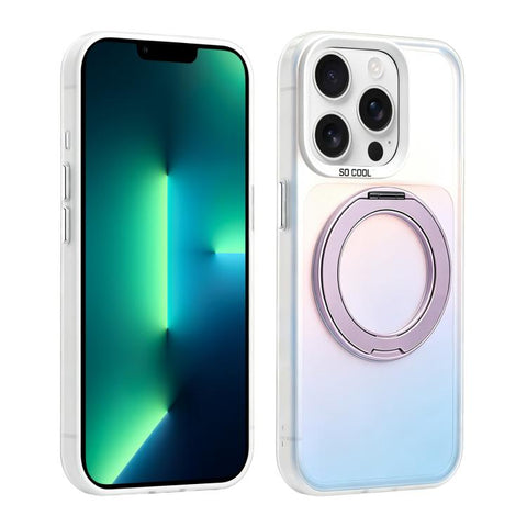 Aurora 2.0 PC Hybrid TPU Laser Magnetic Phone Case with Rotating Holder, For iPhone 13 Pro Max, For iPhone 13 Pro, For iPhone 13