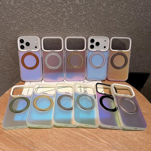 Aurora 2.0 PC Hybrid TPU Laser Magnetic Phone Case with Rotating Holder, For iPhone 13 Pro Max, For iPhone 13 Pro, For iPhone 13