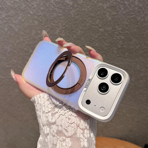 Aurora 2.0 PC Hybrid TPU Laser Magnetic Phone Case with Rotating Holder, For iPhone 13 Pro Max, For iPhone 13 Pro, For iPhone 13