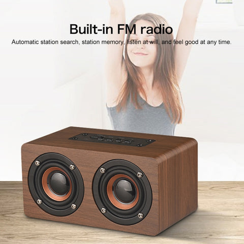 W5C Subwoofer Wooden Clock Bluetooth Speaker, Support TF Card & 3.5mm AUX, Brown Wood, Yellow Wood