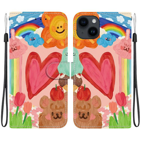Crystal-Texture Painted Vegan Leather Phone Case, For iPhone 14 Plus, For iPhone 14, For iPhone 14 Pro, For iPhone 14 Pro Max, For iPhone SE 2022 / SE 2020 / 7 / 8