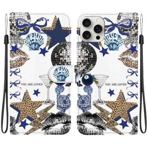 Crystal-Texture Painted Vegan Leather Phone Case, For iPhone 14 Plus, For iPhone 14, For iPhone 14 Pro, For iPhone 14 Pro Max, For iPhone SE 2022 / SE 2020 / 7 / 8