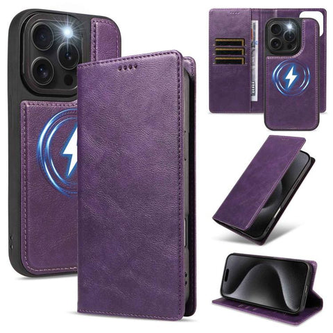 Cowhide Leather Texture RFID Detachable 2 in 1 Magnetic Vegan Leather Phone Case, For iPhone 18 Pro, For iPhone 18 Pro Max, For iPhone 17 Pro Max, For iPhone 17 Pro, For iPhone 15 Pro Max, For iPhone 15 Pro, For iPhone 15 Plus, For iPhone 14 Plus