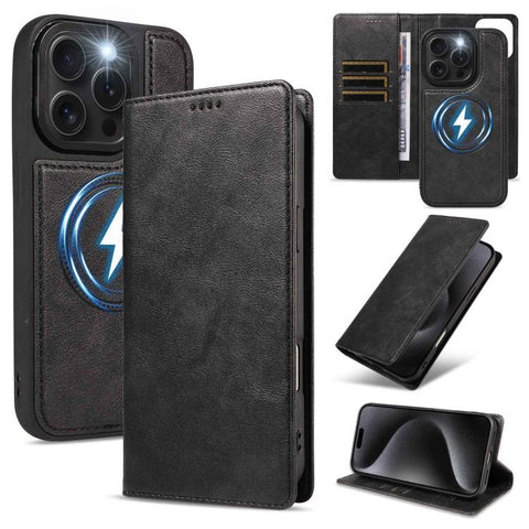 Cowhide Leather Texture RFID Detachable 2 in 1 Magnetic Vegan Leather Phone Case, For iPhone 18 Pro, For iPhone 18 Pro Max, For iPhone 17 Pro Max, For iPhone 17 Pro, For iPhone 15 Pro Max, For iPhone 15 Pro, For iPhone 15 Plus, For iPhone 14 Plus