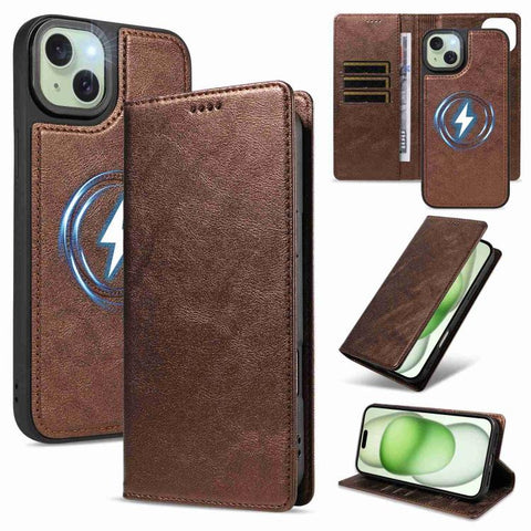 Cowhide Leather Texture RFID Detachable 2 in 1 Magnetic Vegan Leather Phone Case, For iPhone 18 Pro, For iPhone 18 Pro Max, For iPhone 17 Pro Max, For iPhone 17 Pro, For iPhone 15 Pro Max, For iPhone 15 Pro, For iPhone 15 Plus, For iPhone 14 Plus