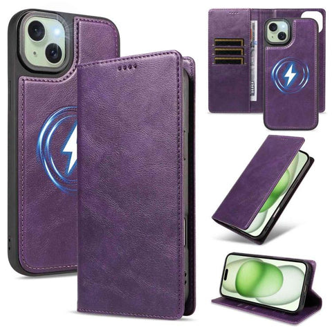 Cowhide Leather Texture RFID Detachable 2 in 1 Magnetic Vegan Leather Phone Case, For iPhone 18 Pro, For iPhone 18 Pro Max, For iPhone 17 Pro Max, For iPhone 17 Pro, For iPhone 15 Pro Max, For iPhone 15 Pro, For iPhone 15 Plus, For iPhone 14 Plus