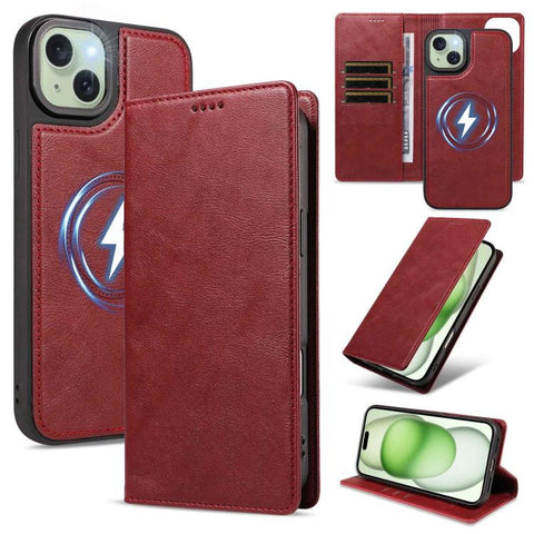 Cowhide Leather Texture RFID Detachable 2 in 1 Magnetic Vegan Leather Phone Case, For iPhone 18 Pro, For iPhone 18 Pro Max, For iPhone 17 Pro Max, For iPhone 17 Pro, For iPhone 15 Pro Max, For iPhone 15 Pro, For iPhone 15 Plus, For iPhone 14 Plus