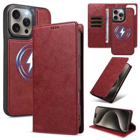 Cowhide Leather Texture RFID Detachable 2 in 1 Magnetic Vegan Leather Phone Case, For iPhone 18 Pro, For iPhone 18 Pro Max, For iPhone 17 Pro Max, For iPhone 17 Pro, For iPhone 15 Pro Max, For iPhone 15 Pro, For iPhone 15 Plus, For iPhone 14 Plus