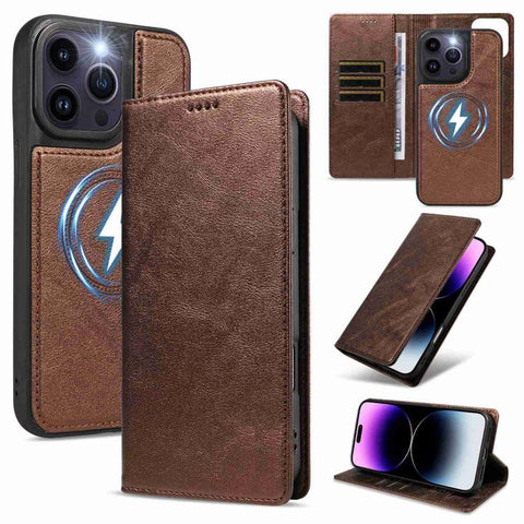 Cowhide Leather Texture RFID Detachable 2 in 1 Magnetic Vegan Leather Phone Case, For iPhone 14 Pro, For iPhone 14 Pro Max, For iPhone 13 Pro Max, For iPhone 13 Pro, For iPhone 12 Pro Max