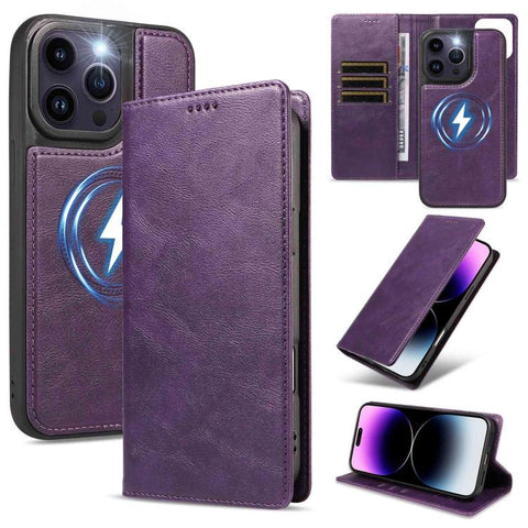 Cowhide Leather Texture RFID Detachable 2 in 1 Magnetic Vegan Leather Phone Case, For iPhone 14 Pro, For iPhone 14 Pro Max, For iPhone 13 Pro Max, For iPhone 13 Pro, For iPhone 12 Pro Max