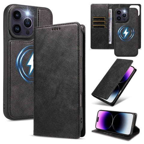 Cowhide Leather Texture RFID Detachable 2 in 1 Magnetic Vegan Leather Phone Case, For iPhone 14 Pro, For iPhone 14 Pro Max, For iPhone 13 Pro Max, For iPhone 13 Pro, For iPhone 12 Pro Max
