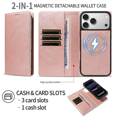 Cowhide Leather Texture RFID Detachable 2 in 1 Magnetic Vegan Leather Phone Case, For iPhone 14 Pro, For iPhone 14 Pro Max, For iPhone 13 Pro Max, For iPhone 13 Pro, For iPhone 12 Pro Max